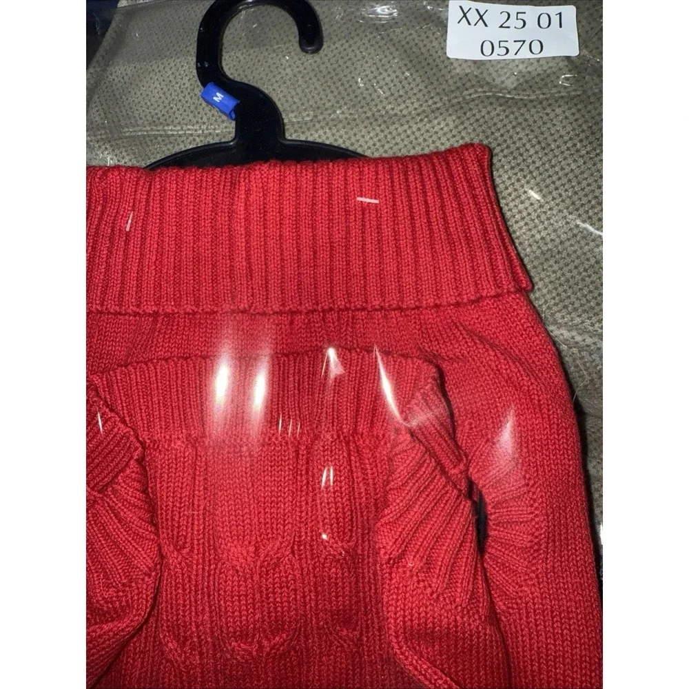 Christmas Holiday Dog Sweater Red‎ Cable Knit Turtleneck Size M NWT